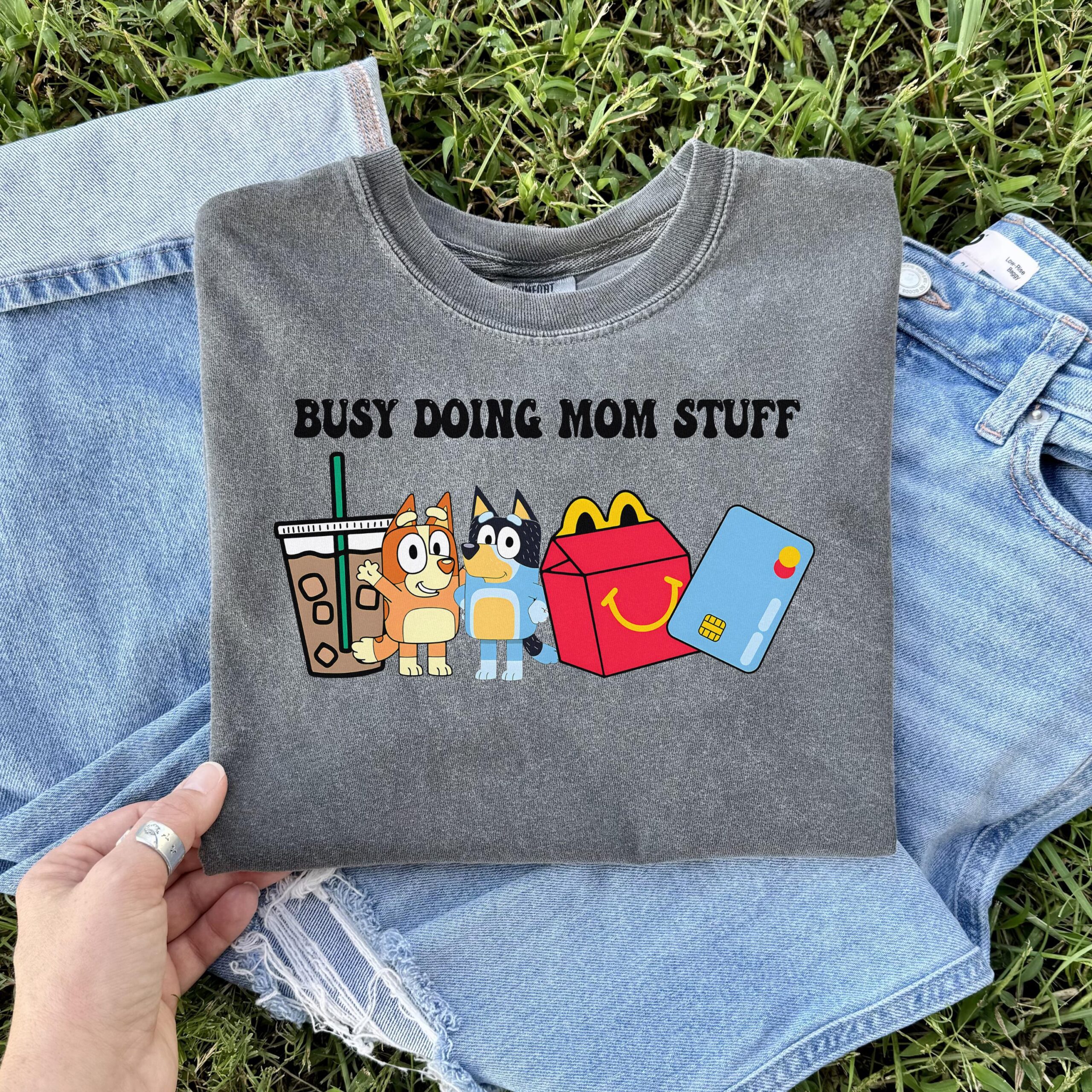 Busy Doing Mom Stuff Shirt – Toddler Mom, Coffee, Fries Graphic Tee - Image 2