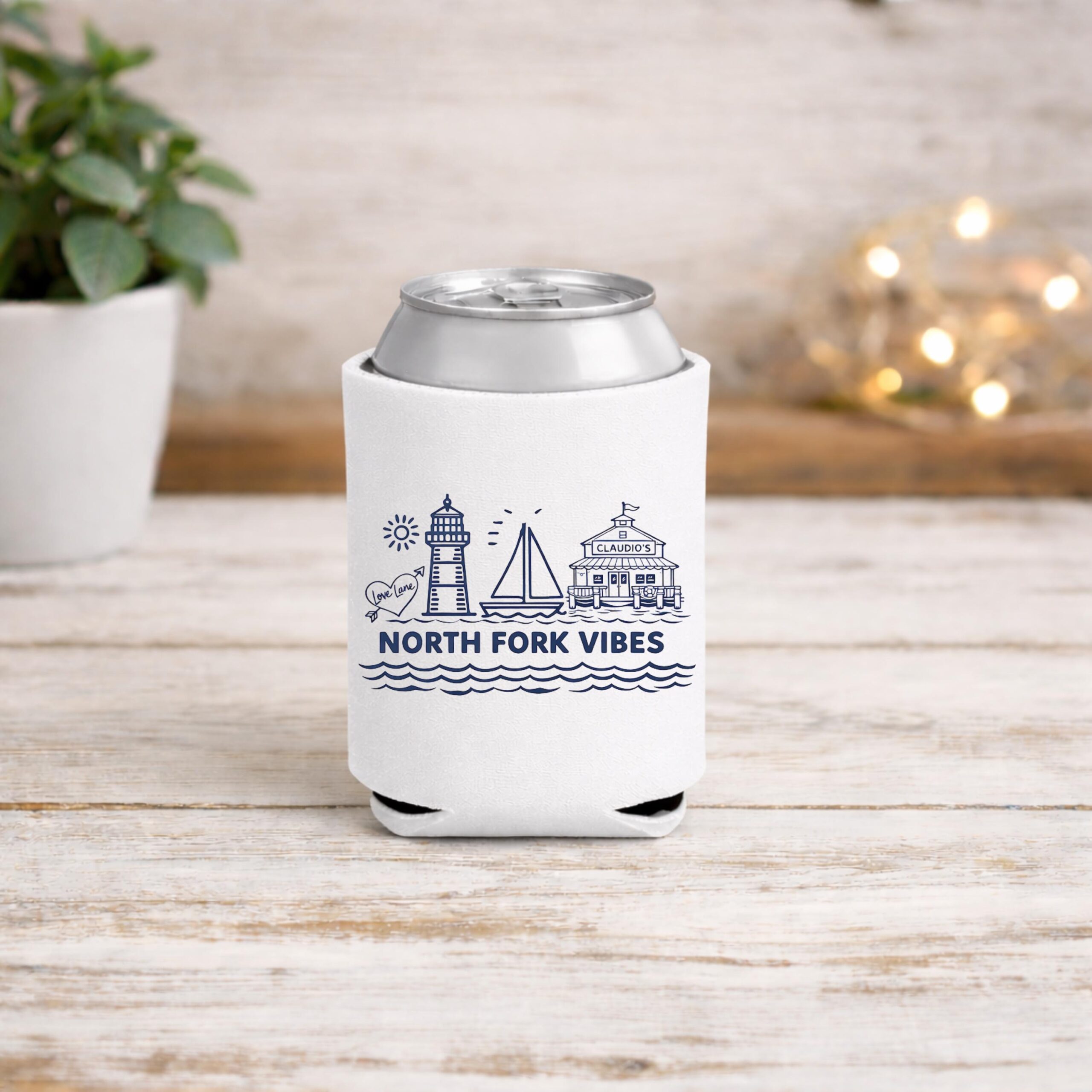 North Fork Vibes Can Cooler | Long Island Drink Holder, Beach House Gift
