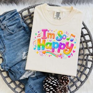 Alternative view of I’m So Happy Shirt, Kids Song Inspired Tee, Rainbow Music Shirt, Happy Vibes Shirt, Teacher Shirt, Kids Birthday Shirt, Colorful Graphic Tee