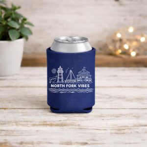 Alternative view of North Fork Vibes Can Cooler | Long Island Drink Holder, Beach House Gift
