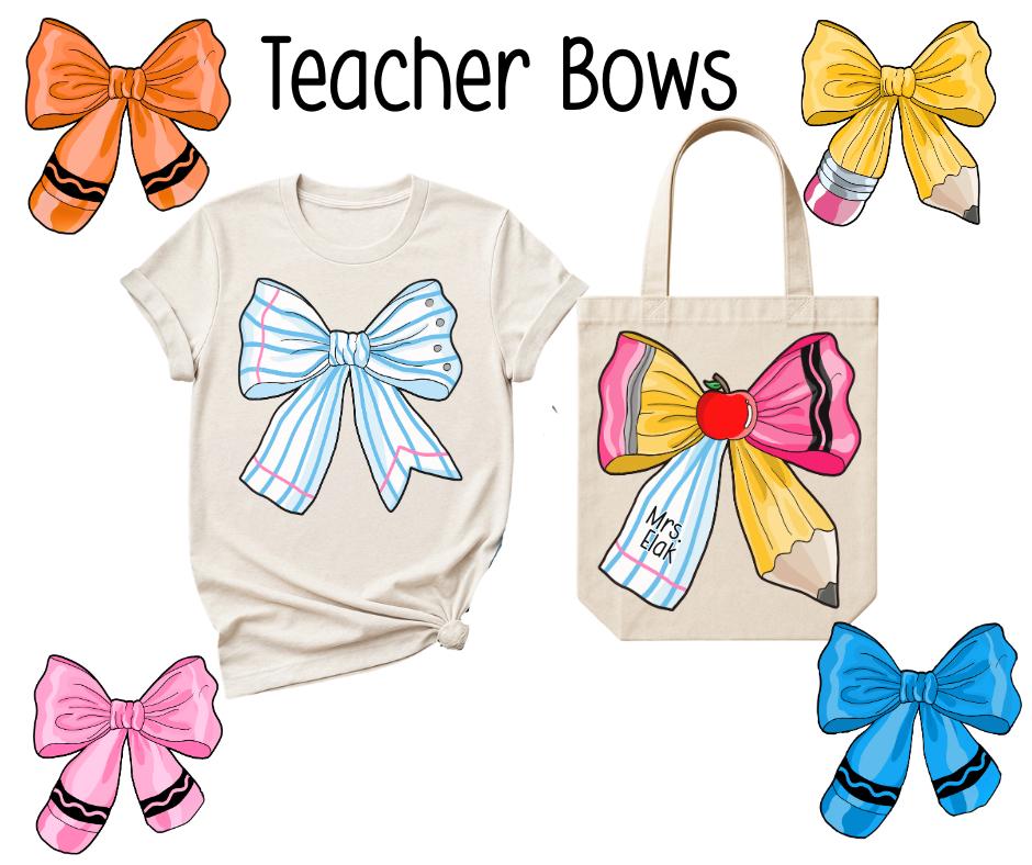 Pencil Bow Teacher T-Shirt | Back to School Gift - Image 4