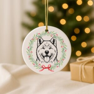 Alternative view of Custom Pet Portrait Ornament – Dog Memorial or First Christmas