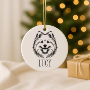 Alternative view of Custom Dog Breed Ceramic Ornament – Personalized Pet Memorial, First Christmas