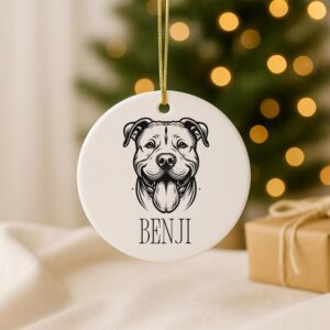 Alternative view of Personalized Pet Ceramic Ornament, Dog Memorial, First Christmas Gift