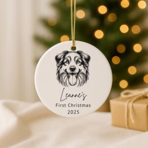 Custom Pet Ceramic Ornament, Dog Memorial, First Christmas