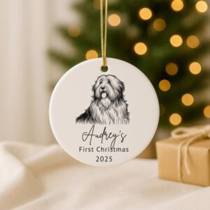 Custom Pet Portrait Ceramic Ornament, First Christmas, Memorial