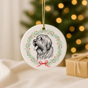 Custom Pet Ceramic Round Ornament, Christmas, or Memorial | Border Collie , Borzoi , Boykin Spaniel & Briard