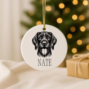 Alternative view of Custom Dog Ceramic Ornament – Personalized Pet Memorial, First Christmas