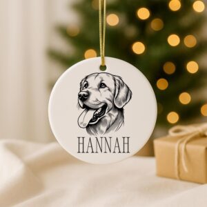 Custom Pet Portrait Ornament – Personalized Dog Memorial or Christmas Gift