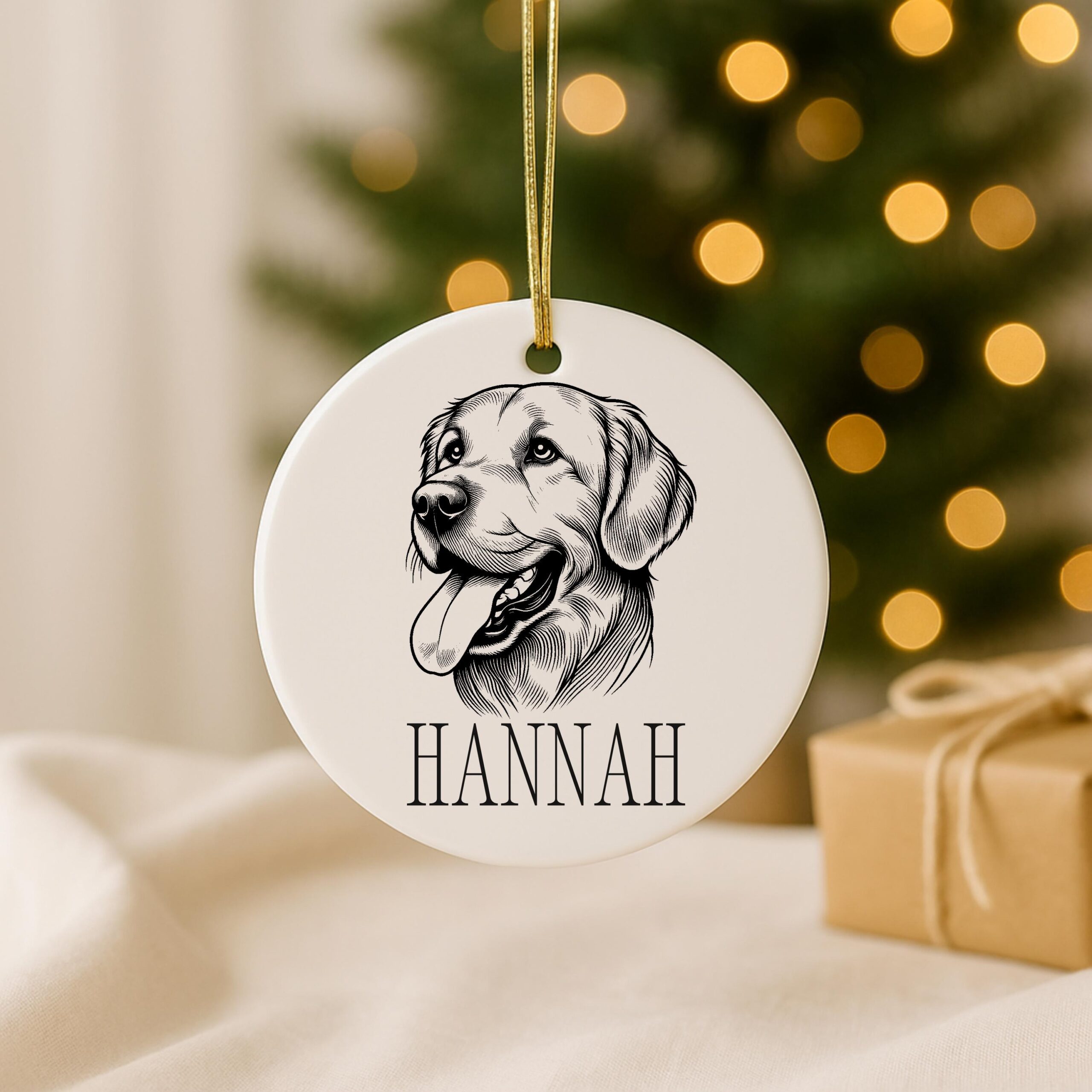 Custom Pet Portrait Ornament – Personalized Dog Memorial or Christmas Gift