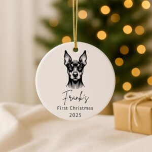 Custom Pet Ceramic Ornament – Dog Memorial, First Christmas