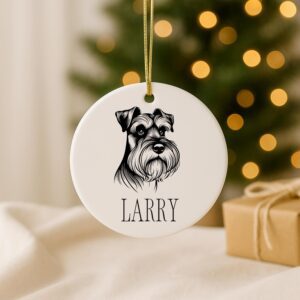 Alternative view of Custom Pet Portrait Ornament – Miniature Schnauzer, Mudi & Neapolitan Mastiff