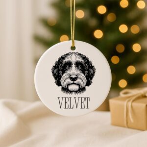 Alternative view of Custom Pet Portrait Ornament – Dog Memorial, First Christmas Gift