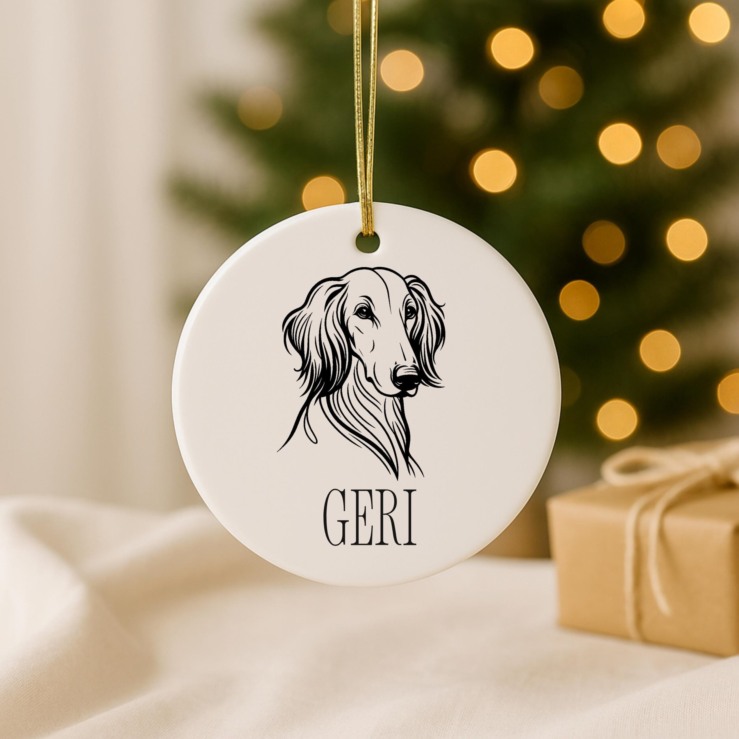 Custom Pet Ceramic Ornament -Personalized, First Christmas, or Memorial I Saint Bernard, Saluki & Samoyed - Image 3
