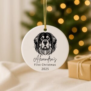 Custom Pet Portrait Ceramic Ornament – Memorial or First Christmas