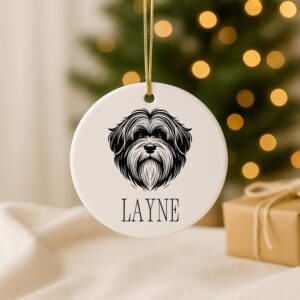 Alternative view of Custom Pet Ceramic Ornament – Tibetan Spaniel, Terrier, Fox Terrier