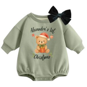 Alternative view of Baby’s First Christmas Romper & Bow Set – Personalized Holiday Outfit