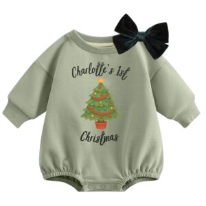 Alternative view of Personalized Baby's First Christmas Romper & Bow | Holiday Outfit