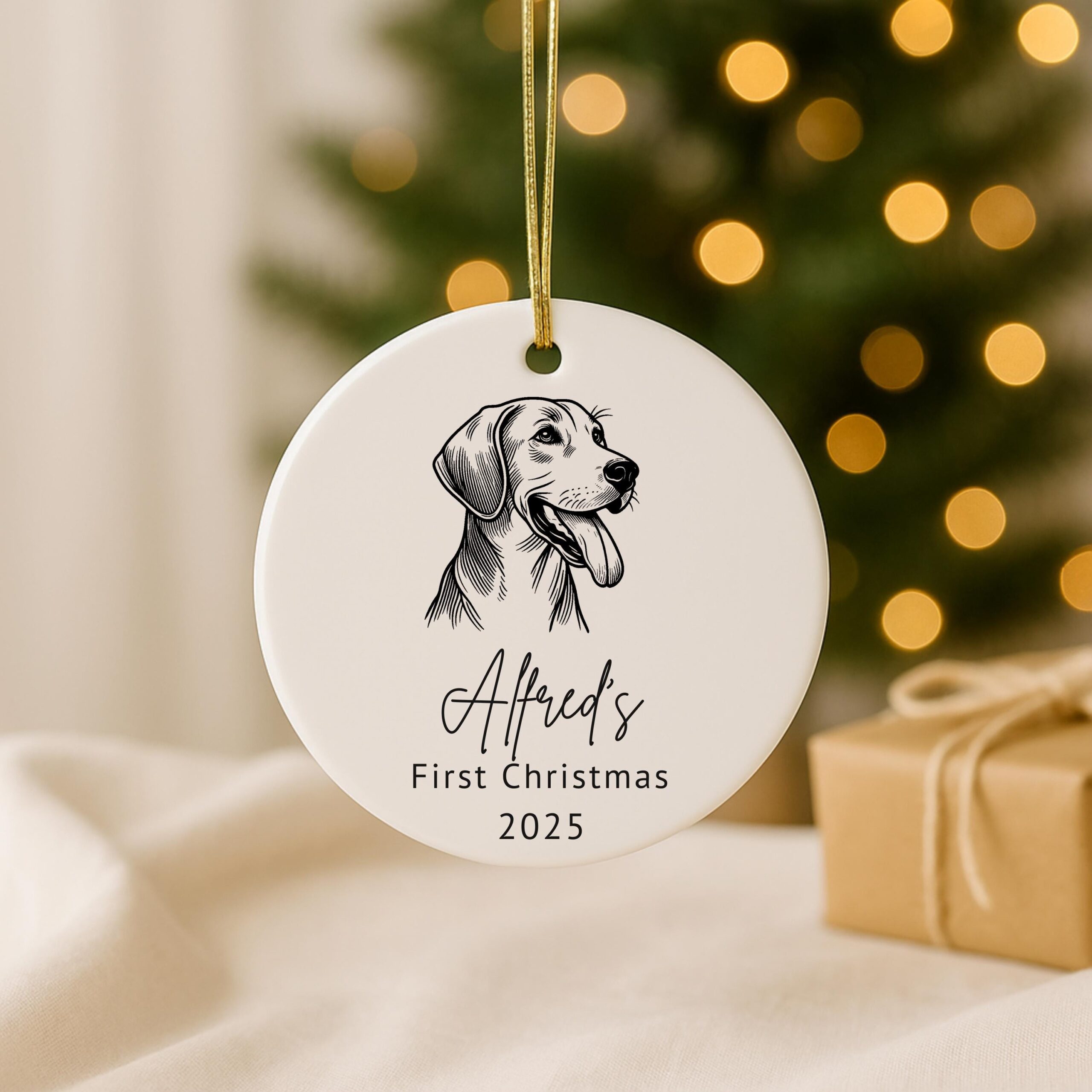 Custom Dog Breed Ceramic Ornament – Personalized Pet Memorial, First Christmas - Image 3