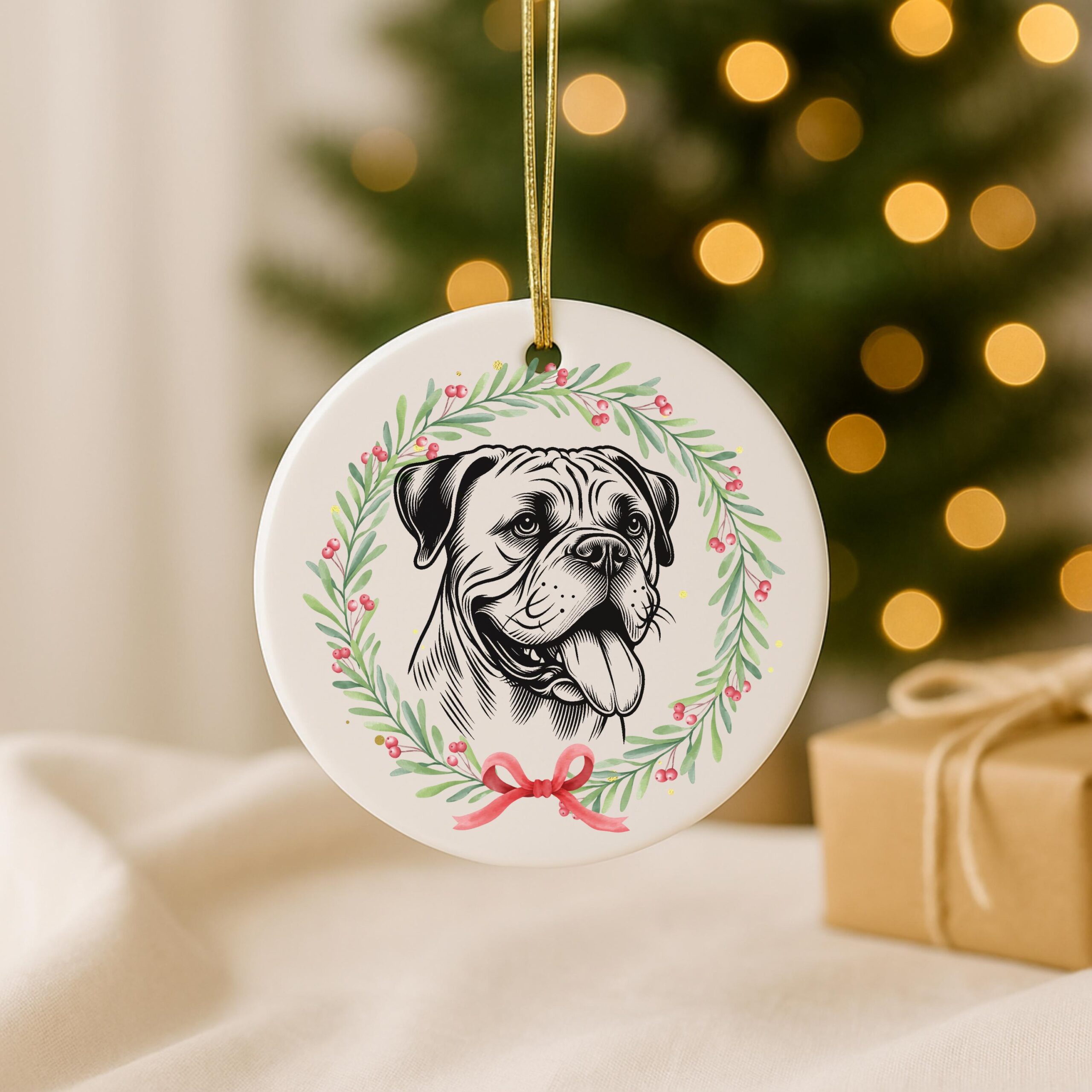 Custom Dog Breed Ceramic Ornament – Personalized Pet Memorial, First Christmas