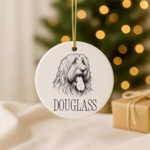Custom Pet Ceramic Ornament – Dog Memorial, First Christmas