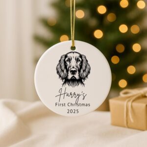 Custom Dog Ceramic Ornament – Personalized Pet Memorial or First Christmas
