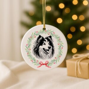 Alternative view of Custom Dog Ceramic Ornament – Personalized Pet Memorial or First Christmas