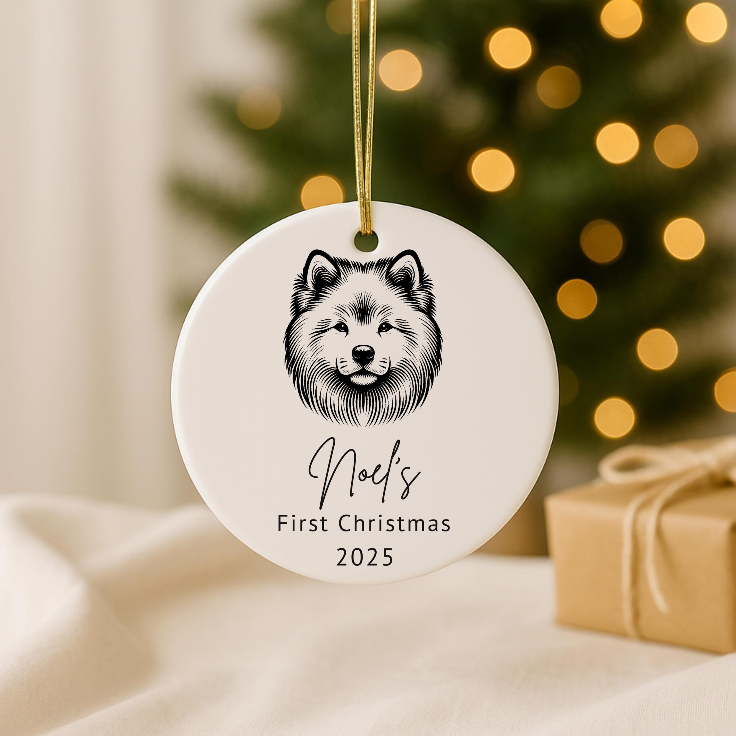 Custom Pet Ceramic Ornament -Personalized, First Christmas, or Memorial I Kishu Ken, Komondor & Kooikerhondje - Image 3