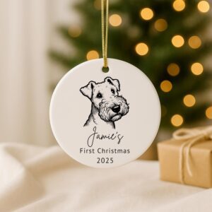Custom Dog Breed Ceramic Ornament – Personalized Pet Memorial or First Christmas