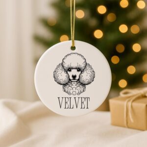 Alternative view of Personalized Poodle Ceramic Ornament – Custom Pet Christmas, Memorial Keepsake