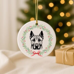 Alternative view of Custom Pet Portrait Ceramic Ornament – Memorial or First Christmas