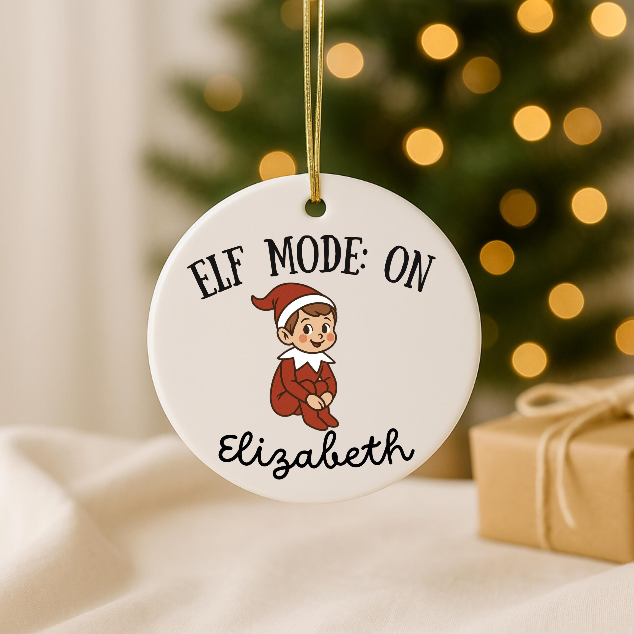 Personalized Christmas Ornament – Elf/Santa Ceramic Holiday Keepsake
