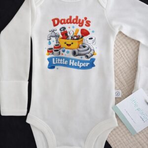 Alternative view of Daddy’s Little Helper Plumber Baby Bodysuit | Plumber Dad Gift | Father’s Day Baby Outfit | Funny Tool Baby Onesie