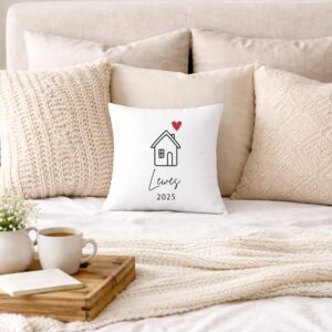 Alternative view of Personalized First Home Pillow | Custom Housewarming Gift | New Home Gift | Established Year Pillow