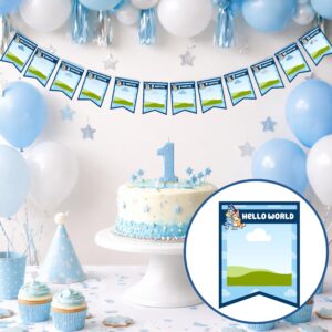 Blue Dog First Birthday Milestone Banner – Editable Photo Template (Digital Download)