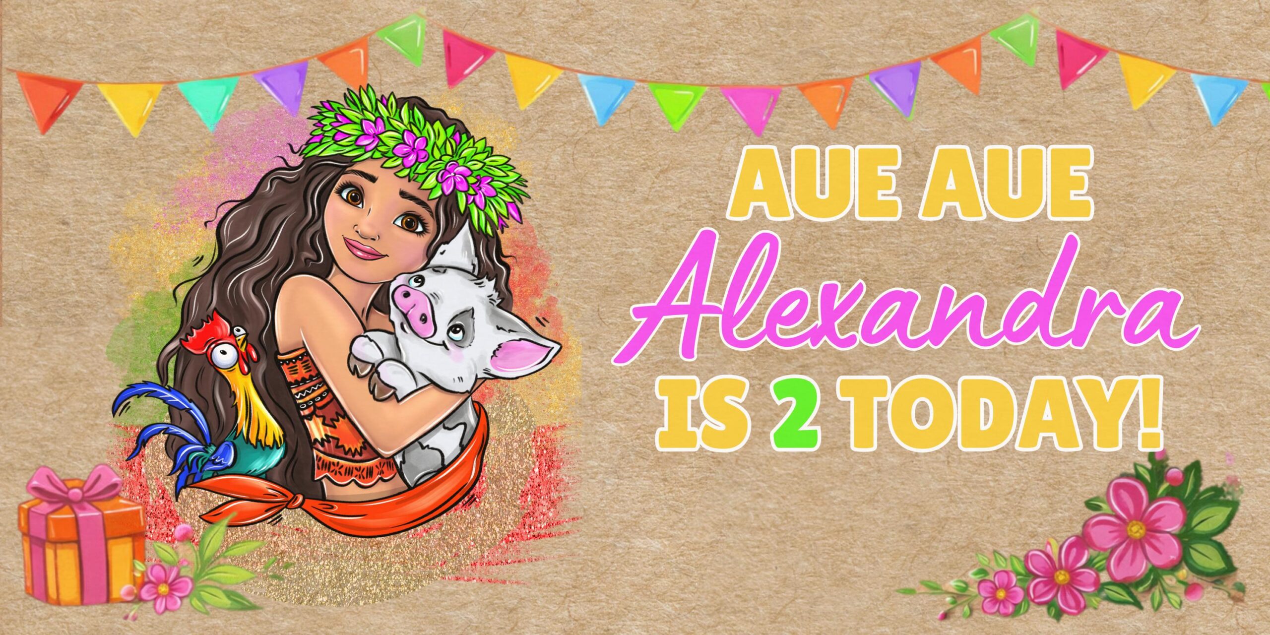 Tropical Luau Birthday Poster | Island Princess Party Backdrop (72x36) (Canva Template) - Image 2