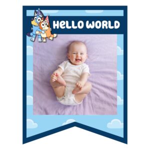 Alternative view of Blue Dog First Birthday Milestone Banner – Editable Photo Template (Digital Download)