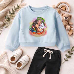 Tropical Girl Sweatshirt, Island Pig & Rooster, Kids Cartoon Gift