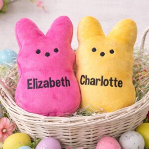 Personalized Easter Peep Plush – Custom Name Bunny – Easter Basket Stuffer – Spring Decor – Kids Easter Gift