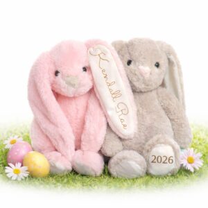 Alternative view of Custom Bunny Plush with Personalized Shirt | Upload Your Design |1 Birth Stats or Special Message | Baby Gift | Memorial Keepsake