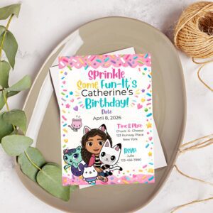 Alternative view of Gabby’s Dollhouse Birthday Invitation Template | Editable Canva Invite |  Digital Download