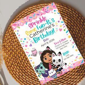 Gabby’s Dollhouse Birthday Invitation Template | Editable Canva Invite |  Digital Download