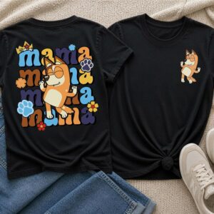 Alternative view of Mama Shirt – Cute Blue Dog-Inspired Dog Mom Tee | Fun Retro Mama Graphic T-Shirt | Gift for Moms