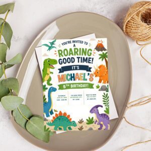Alternative view of Editable Dinosaur Birthday Invitation Template | Dinosaur Party Invite | Canva Birthday Invitation | Instant Download | Dino Birthday