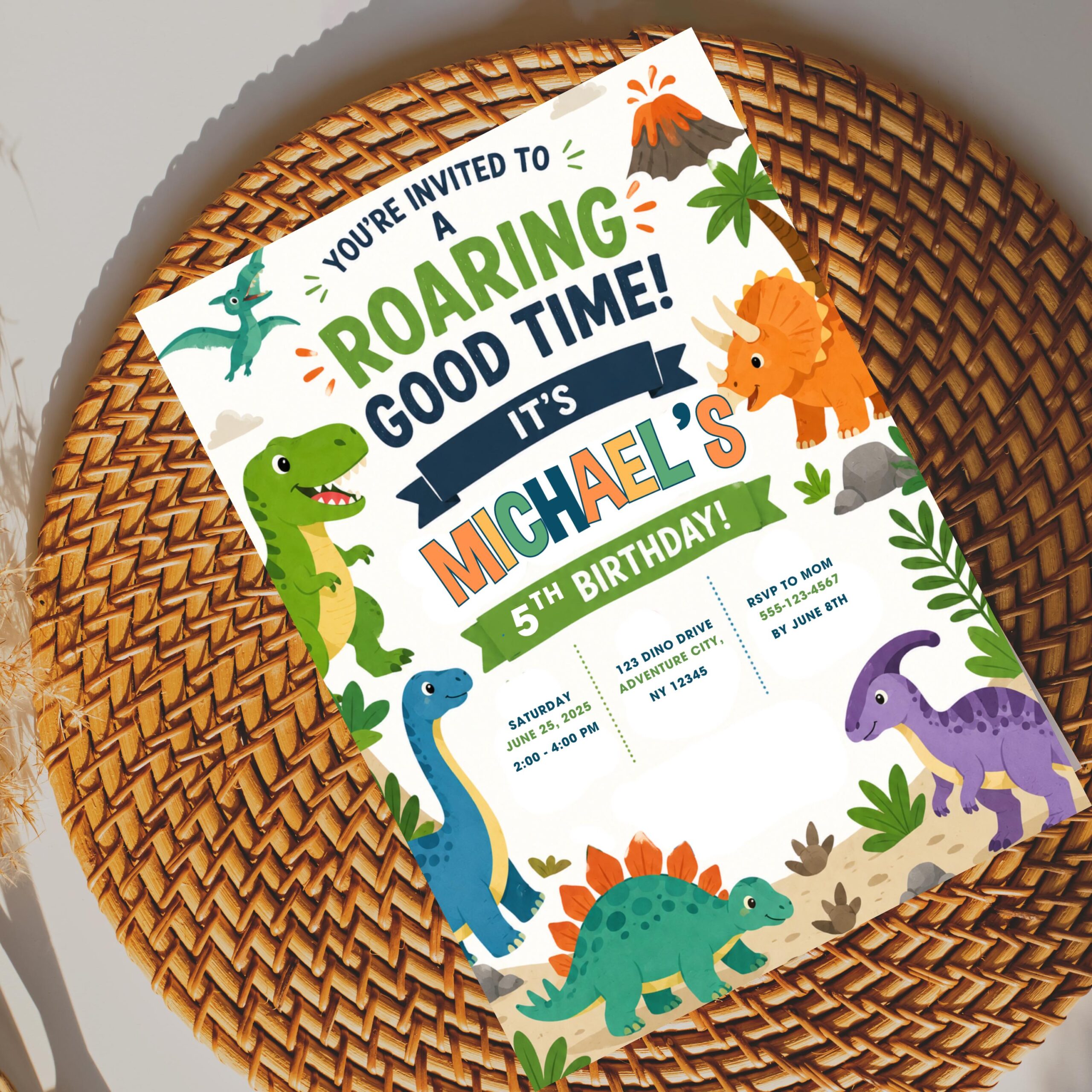 Editable Dinosaur Birthday Invitation Template | Dinosaur Party Invite | Canva Birthday Invitation | Instant Download | Dino Birthday