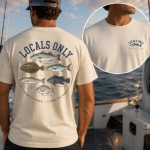 Locals Only North Fork Long Island Fishing Shirt | Striped Bass Tee | Coastal Fisherman Gift | Long Island Fish T-Shirt