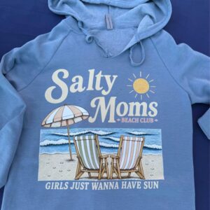 Alternative view of Salty Moms Beach Club Lightweight Sweatshirt | Relaxed Neck Beach Pullover | Coastal Mom Hoodie