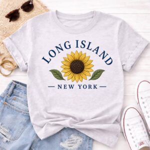 Long Island Sunflower T-Shirt, Long Island New York Shirt, Coastal Summer Tee, Long Island Souvenir, Beach Lover Gift, NY Graphic Tee