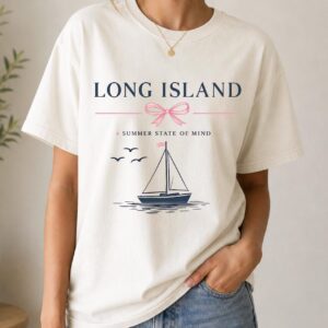 Long Island Summer State of Mind T-Shirt, Coastal Sailboat Tee, Long Island New York Shirt, Beach Lover Graphic Tee, Nautical Shirt