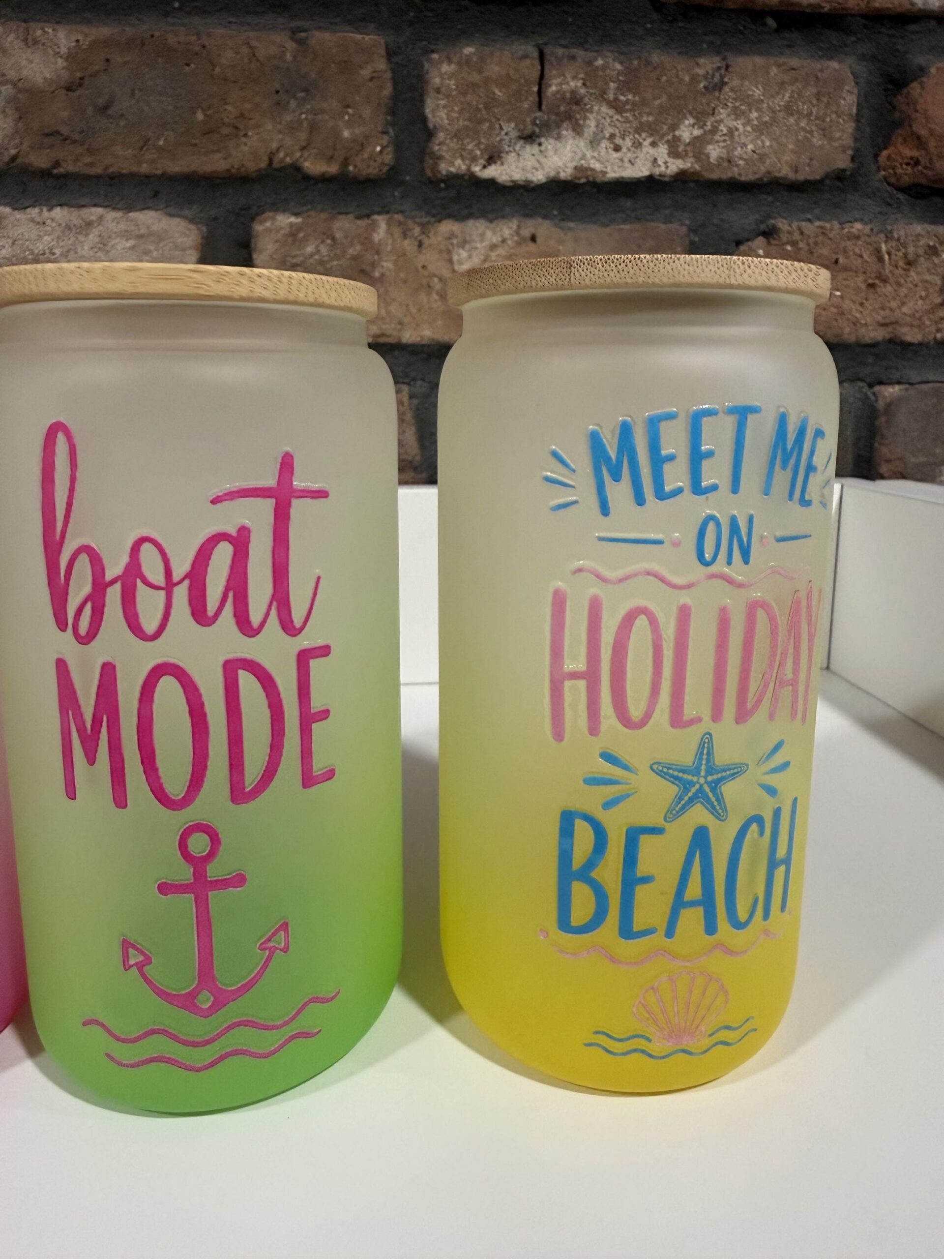 Nautical 16oz Glass Cup with Bamboo Lid & Straw | Long Island Summer Cup | Boat Mode | Vitamin Sea | On Island Time | Custom Bay Cup - Image 6
